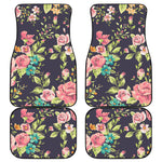 Vintage Rose Floral Flower Pattern Print Front and Back Car Floor Mats