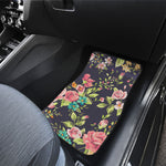 Vintage Rose Floral Flower Pattern Print Front and Back Car Floor Mats