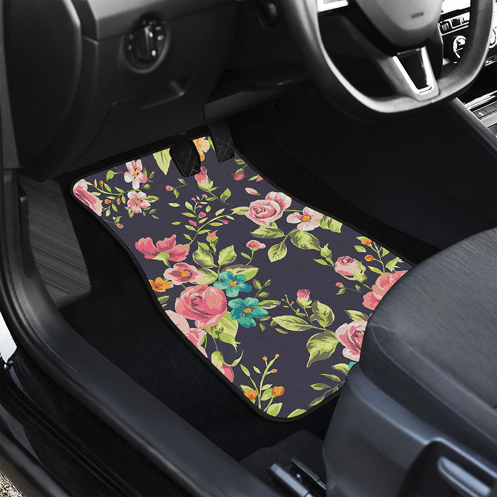Vintage Rose Floral Flower Pattern Print Front Car Floor Mats