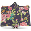 Vintage Rose Floral Flower Pattern Print Hooded Blanket