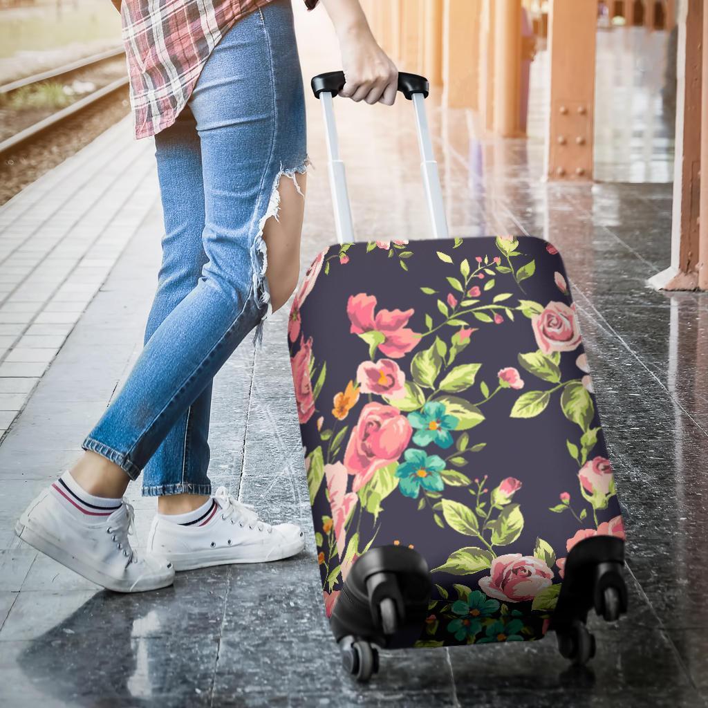 Vintage Rose Floral Flower Pattern Print Luggage Cover GearFrost