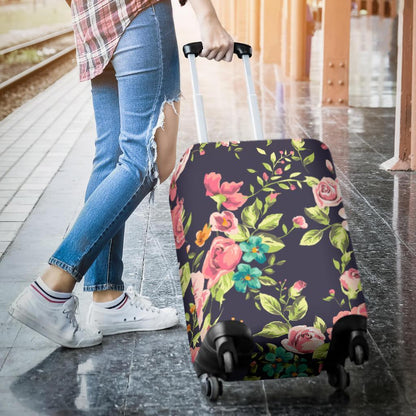Vintage Rose Floral Flower Pattern Print Luggage Cover GearFrost