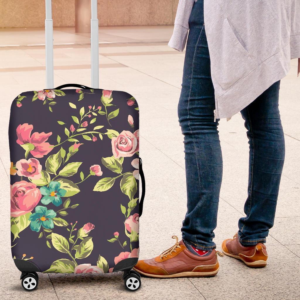 Vintage Rose Floral Flower Pattern Print Luggage Cover GearFrost