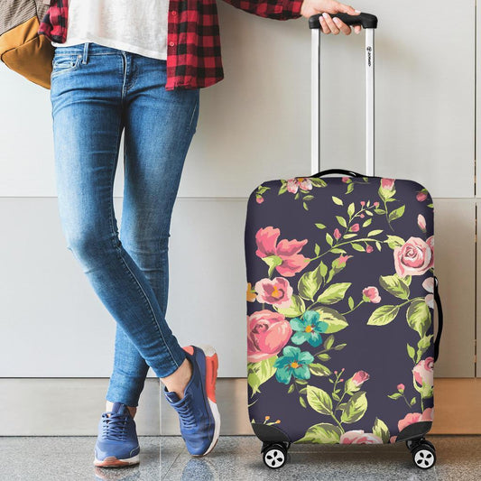 Vintage Rose Floral Flower Pattern Print Luggage Cover GearFrost