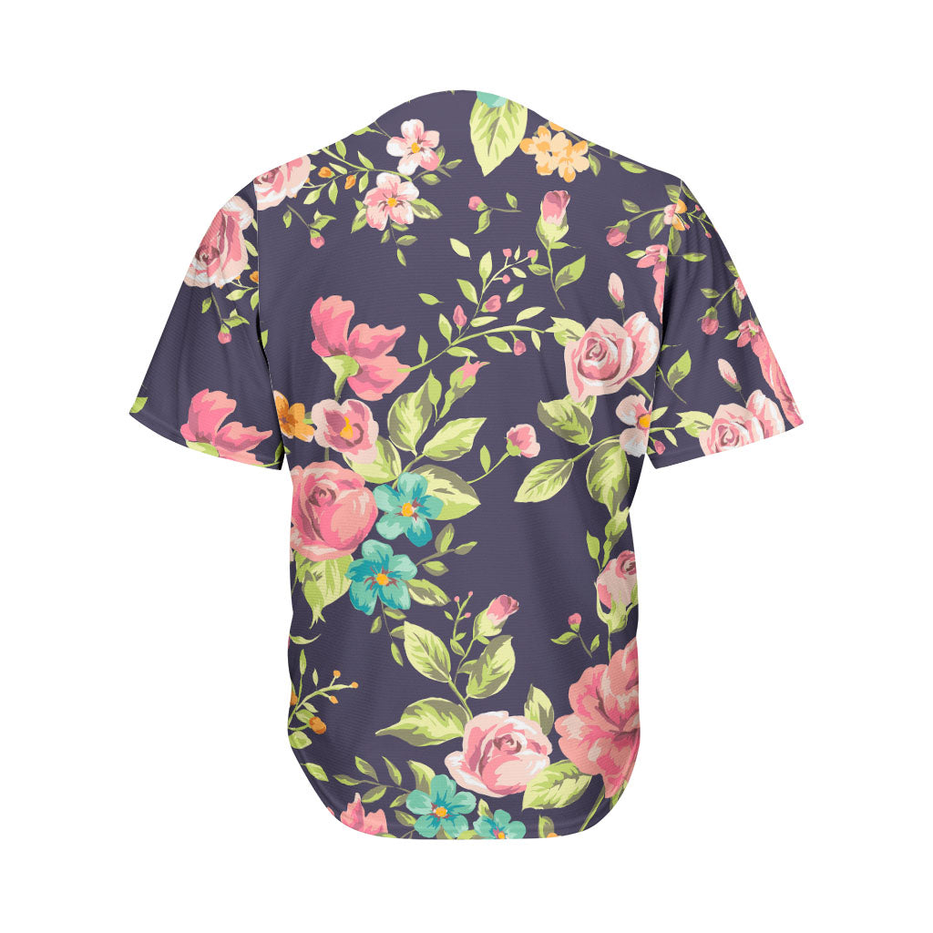 Vintage Rose Floral Flower Pattern Print Men's Baseball Jersey