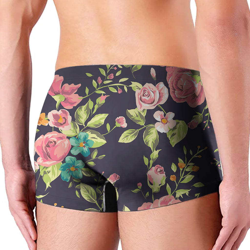 Vintage Rose Floral Flower Pattern Print Men's Boxer Briefs