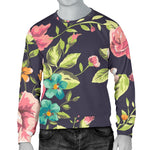 Vintage Rose Floral Flower Pattern Print Men's Crewneck Sweatshirt GearFrost