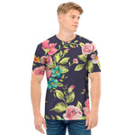 Vintage Rose Floral Flower Pattern Print Men's T-Shirt