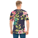 Vintage Rose Floral Flower Pattern Print Men's T-Shirt