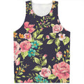 Vintage Rose Floral Flower Pattern Print Men's Tank Top