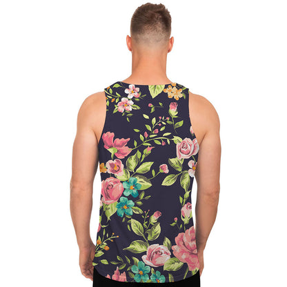 Vintage Rose Floral Flower Pattern Print Men's Tank Top