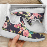 Vintage Rose Floral Flower Pattern Print Mesh Knit Shoes GearFrost