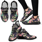 Vintage Rose Floral Flower Pattern Print Mesh Knit Shoes GearFrost