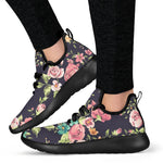 Vintage Rose Floral Flower Pattern Print Mesh Knit Shoes GearFrost