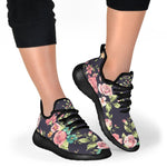Vintage Rose Floral Flower Pattern Print Mesh Knit Shoes GearFrost