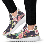 Vintage Rose Floral Flower Pattern Print Mesh Knit Shoes GearFrost