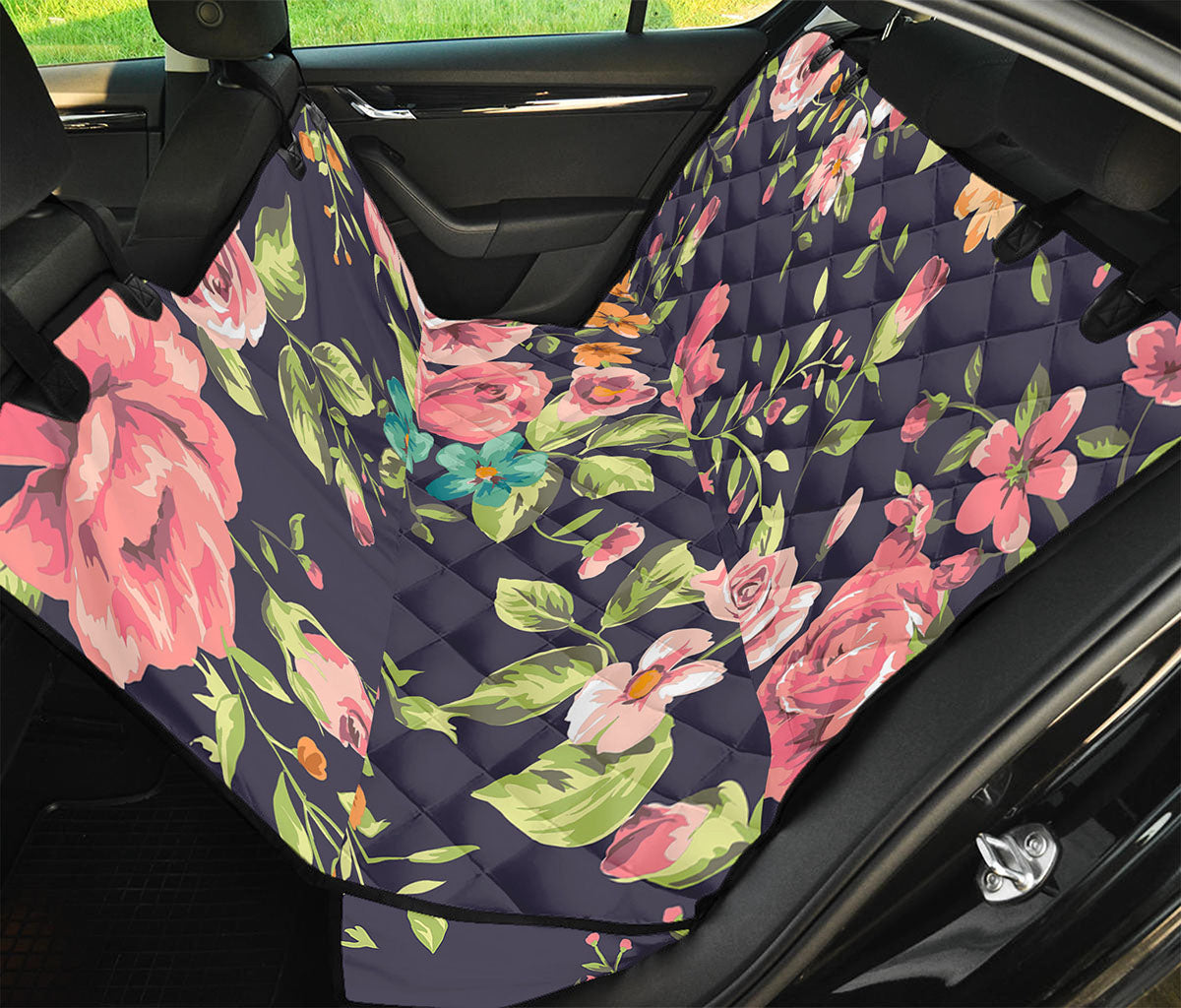 Vintage Rose Floral Flower Pattern Print Pet Car Back Seat Cover