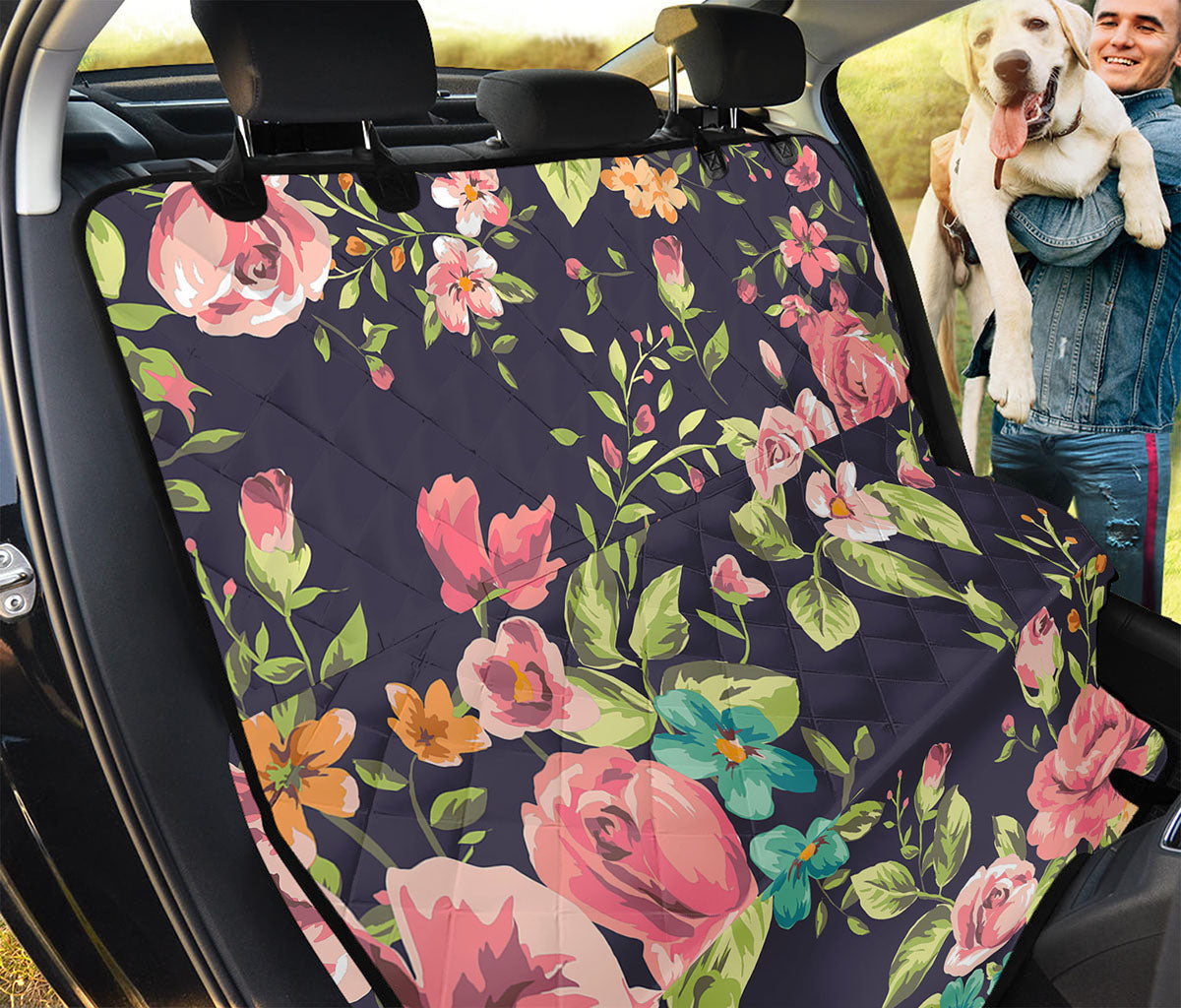 Vintage Rose Floral Flower Pattern Print Pet Car Back Seat Cover