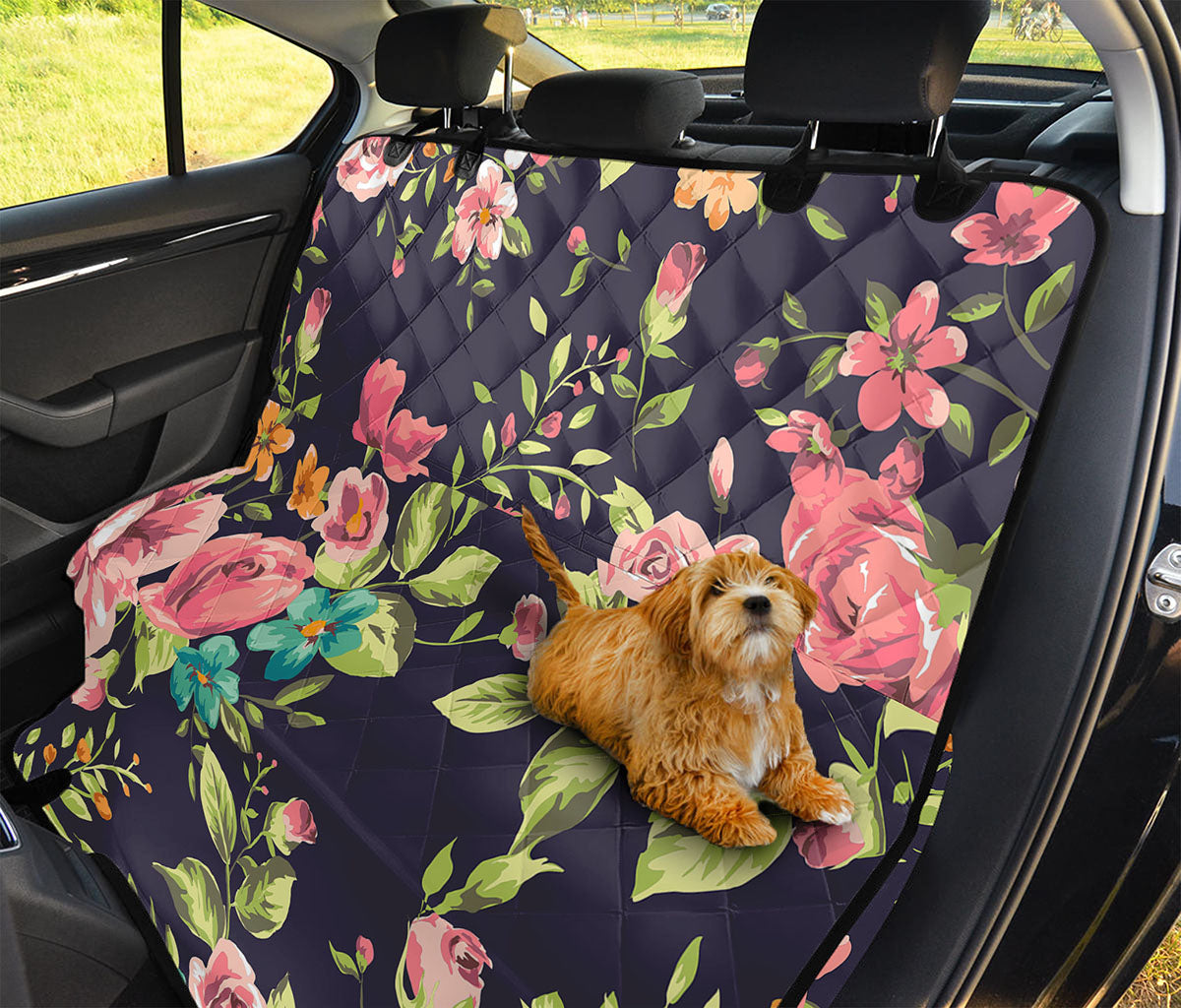 Vintage Rose Floral Flower Pattern Print Pet Car Back Seat Cover