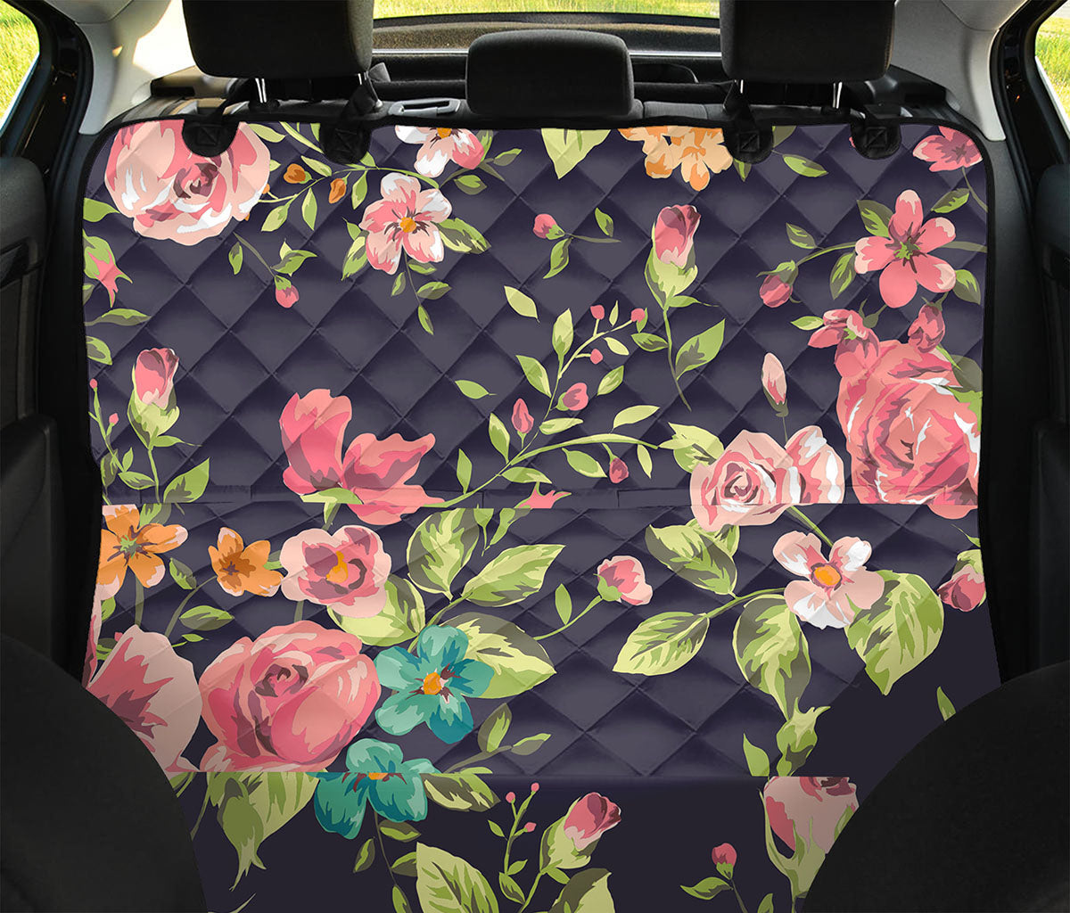 Vintage Rose Floral Flower Pattern Print Pet Car Back Seat Cover