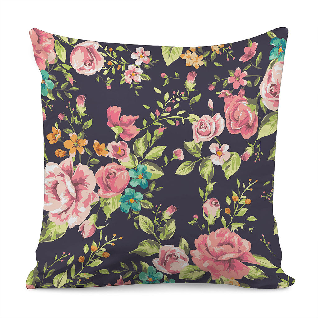 Vintage Rose Floral Flower Pattern Print Pillow Cover