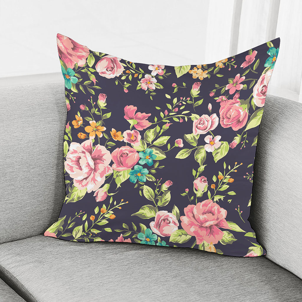 Vintage Rose Floral Flower Pattern Print Pillow Cover