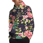 Vintage Rose Floral Flower Pattern Print Pullover Hoodie