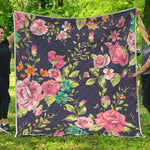 Vintage Rose Floral Flower Pattern Print Quilt