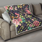 Vintage Rose Floral Flower Pattern Print Quilt