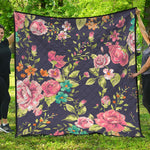 Vintage Rose Floral Flower Pattern Print Quilt