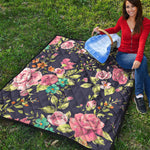 Vintage Rose Floral Flower Pattern Print Quilt