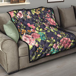 Vintage Rose Floral Flower Pattern Print Quilt