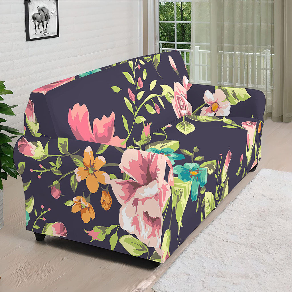 Vintage Rose Floral Flower Pattern Print Sofa Cover