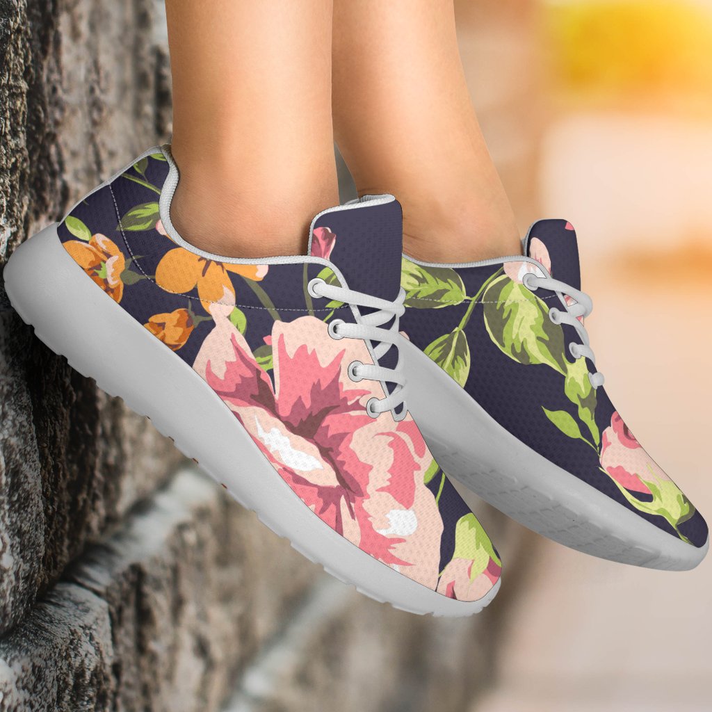 Vintage Rose Floral Flower Pattern Print Sport Shoes GearFrost