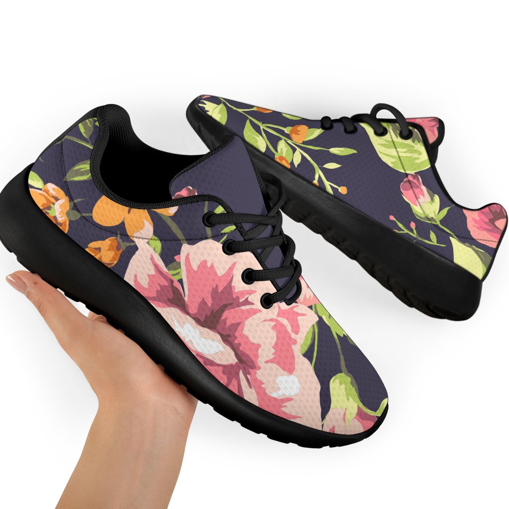 Vintage Rose Floral Flower Pattern Print Sport Shoes GearFrost