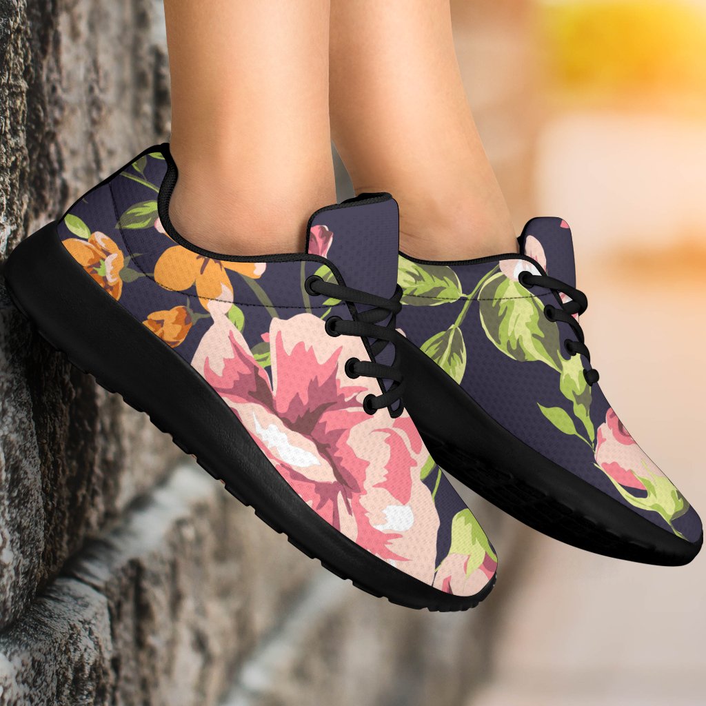 Vintage Rose Floral Flower Pattern Print Sport Shoes GearFrost