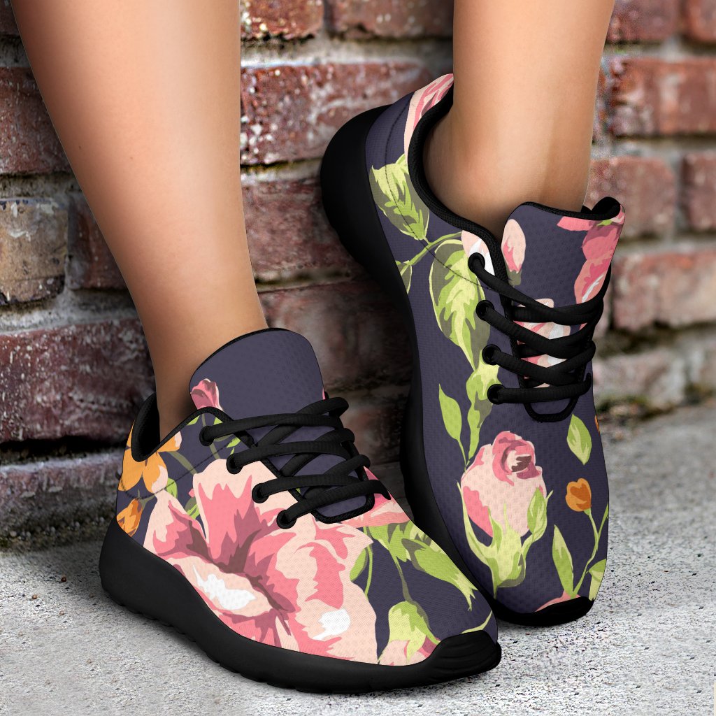 Vintage Rose Floral Flower Pattern Print Sport Shoes GearFrost