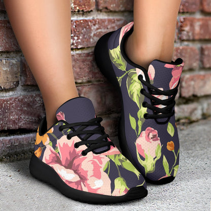 Vintage Rose Floral Flower Pattern Print Sport Shoes GearFrost