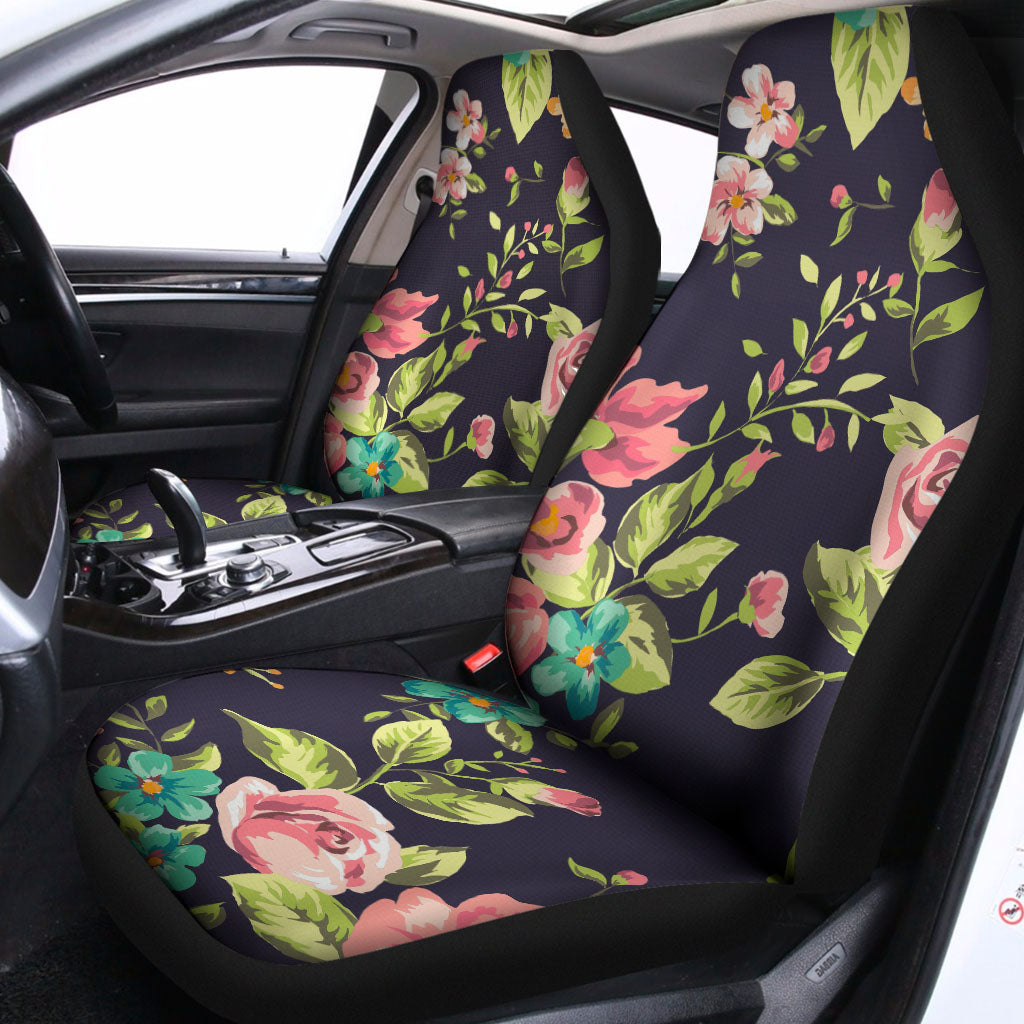 Vintage Rose Floral Flower Pattern Print Universal Fit Car Seat Covers