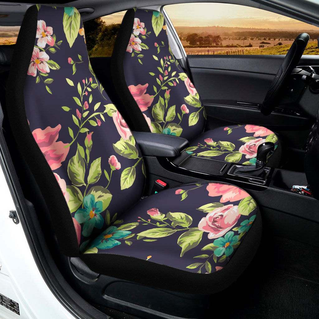 Vintage Rose Floral Flower Pattern Print Universal Fit Car Seat Covers