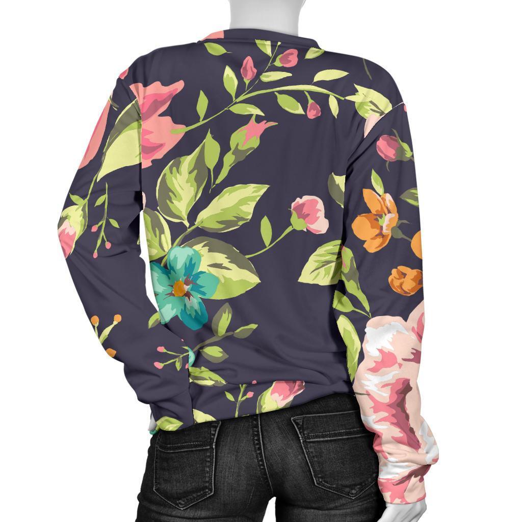 Vintage Rose Floral Flower Pattern Print Women's Crewneck Sweatshirt GearFrost