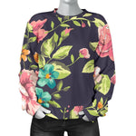 Vintage Rose Floral Flower Pattern Print Women's Crewneck Sweatshirt GearFrost