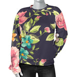 Vintage Rose Floral Flower Pattern Print Women's Crewneck Sweatshirt GearFrost