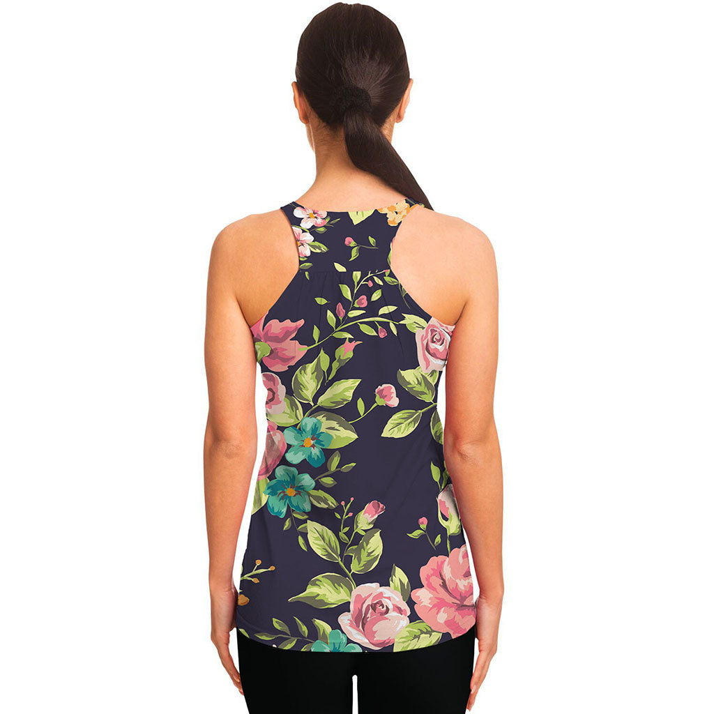 Vintage Rose Floral Flower Pattern Print Women's Racerback Tank Top