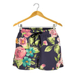 Vintage Rose Floral Flower Pattern Print Women's Shorts