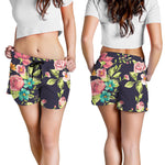 Vintage Rose Floral Flower Pattern Print Women's Shorts