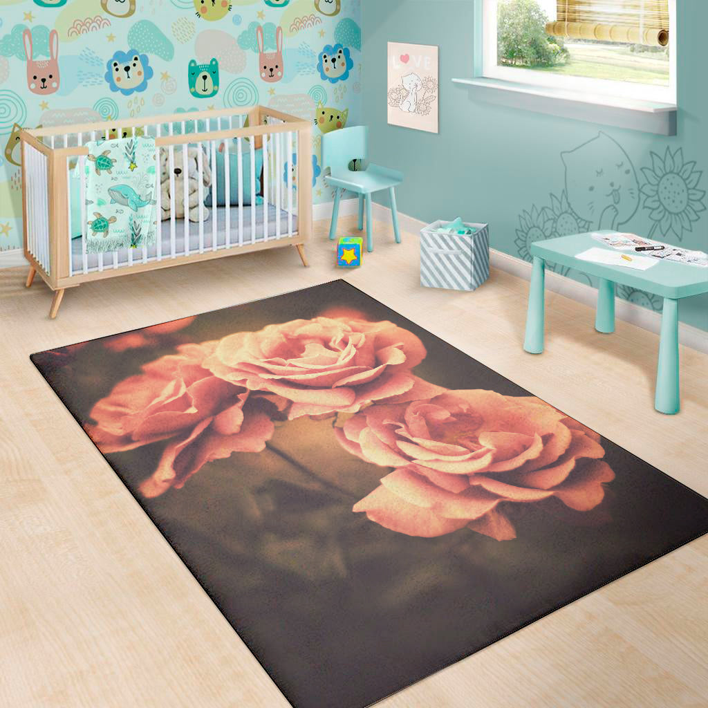 Vintage Rose Print Area Rug