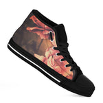 Vintage Rose Print Black High Top Shoes