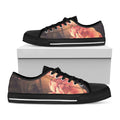 Vintage Rose Print Black Low Top Sneakers
