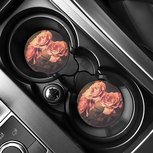 Vintage Rose Print Car Coasters